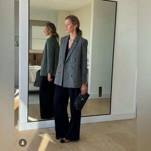 Sezane Michelle Jacket Blazer in Grey Wool